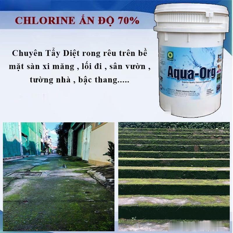 1kg- Chlorine 70% Ấn Độ khử trùng dụng cụ, sát khuẩn nguồn nước, tẩy rong rêu ao hồ.