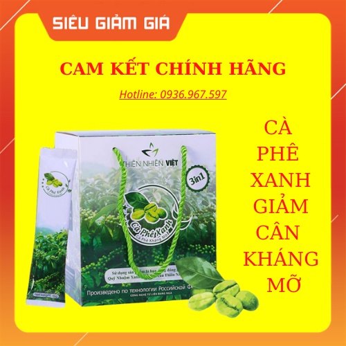 Cà Phê Xanh giảm cân tem chính hãng hộp 30 gói