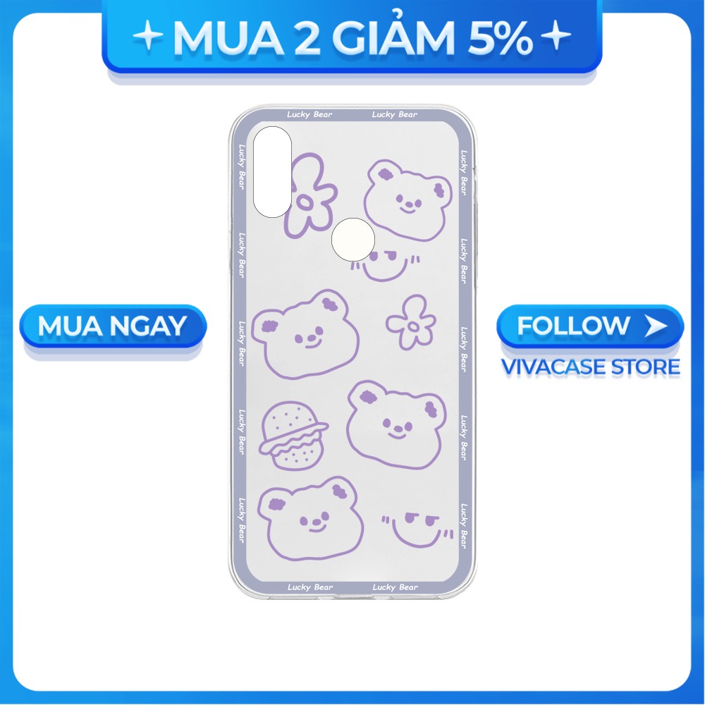 Ốp lưng Vsmart Joy 3/Joy 4/Active 3/Bee 3/Live/...dẻo trong in hình Lucky Bear