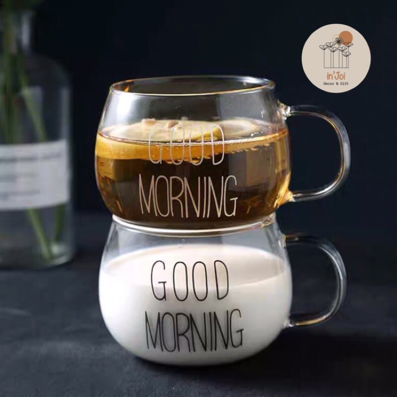 [SẴN - RẺ] Cốc thủy tinh GOOD MORNING tròn có quai | BigBuy360 - bigbuy360.vn