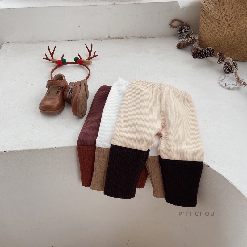 P'ti chou - Quần legging lót lông mix màu bé trai bé gái 3m - 3y