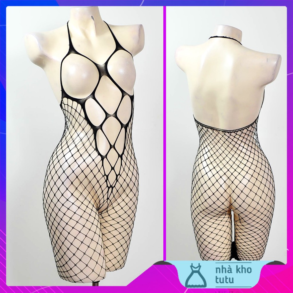 Set đồ lót ren lưới liền thân bodysuit hở bạo L335