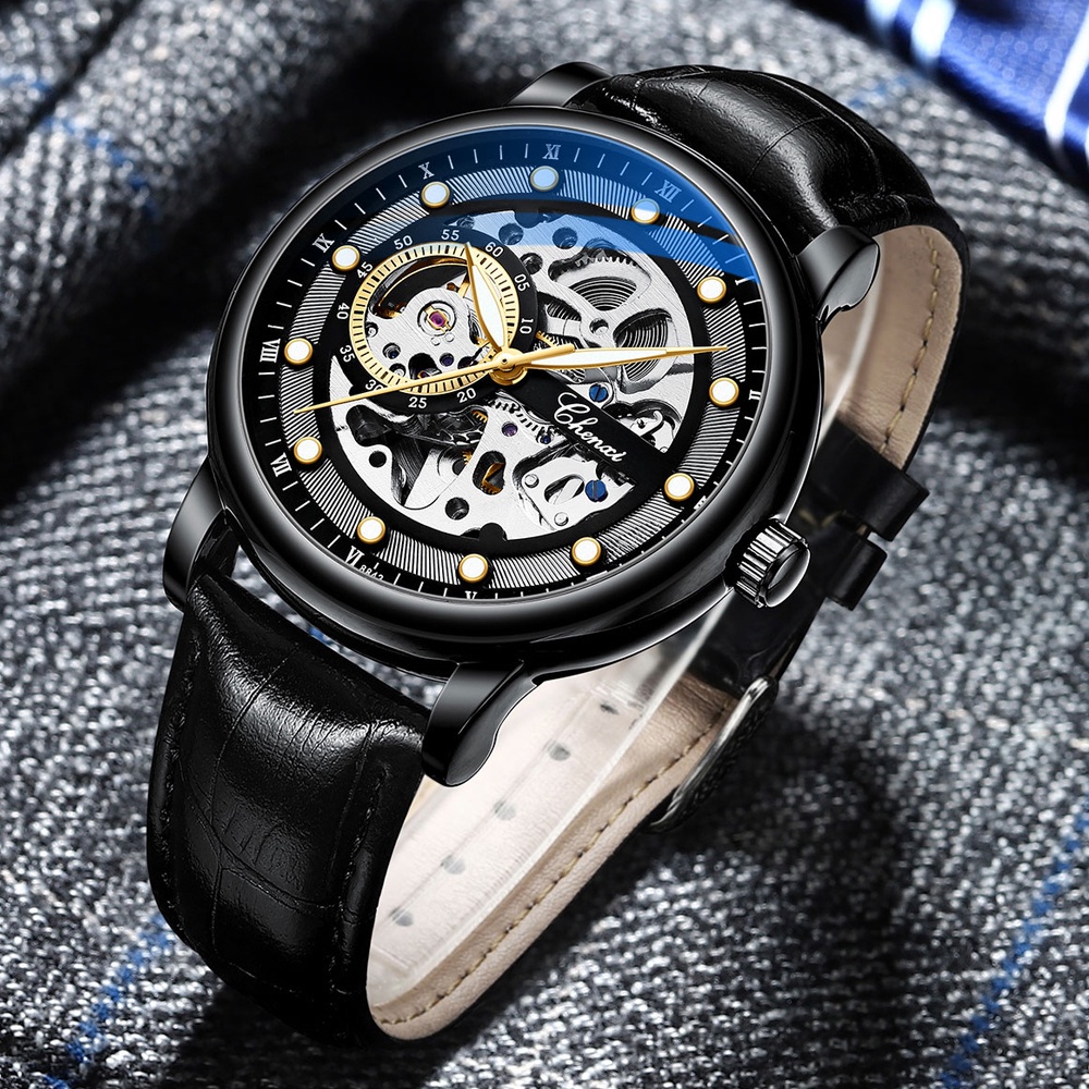 Đồng Hồ Cơ Tự Động Chexi Chống Thấm Nước Dây Da Cho Nam