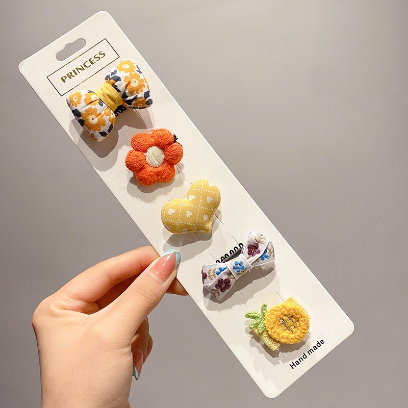 Set 5 kẹp tóc nơ thời trang phong cách Hàn quốc dễ thương cho bé gái