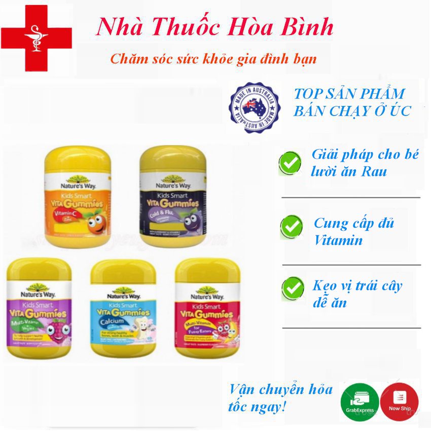 Kẹo Dẻo Nature's Way Kids Smart Vita Gummies Multi Vitamin Lọ 60 Viên-nhiều vị bổ sung vitamin, khoáng chất cho trẻ từ 2
