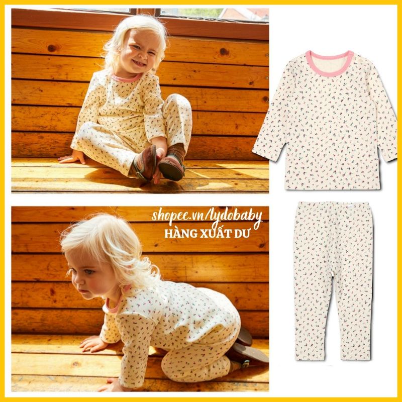 Bộ thu đông cho bé gái chất thun gân cotton Hàn Quốc quần áo dài tay size 1 tuổi - 5 tuổi