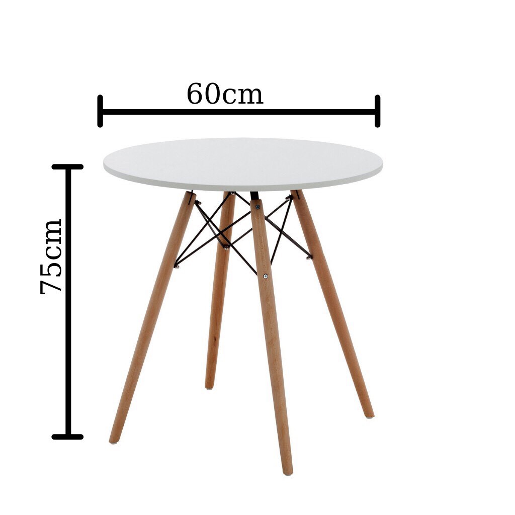 BÀN EAMES TRÒN Đường Kính 60cm chân Gỗ Bàn Làm Việc,Bàn Ăn,Cafe-Hàng Nhập Khẩu