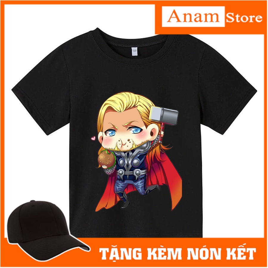 Áo thun cho bé thần sấm chibi , 4 màu, có size người lớn, Anam Store