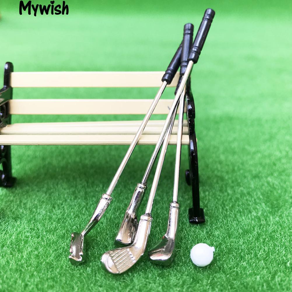 🏆Miniature 1:12 New Toy Golf Clubs Ball Outdoor Scene Play Game Accessories
