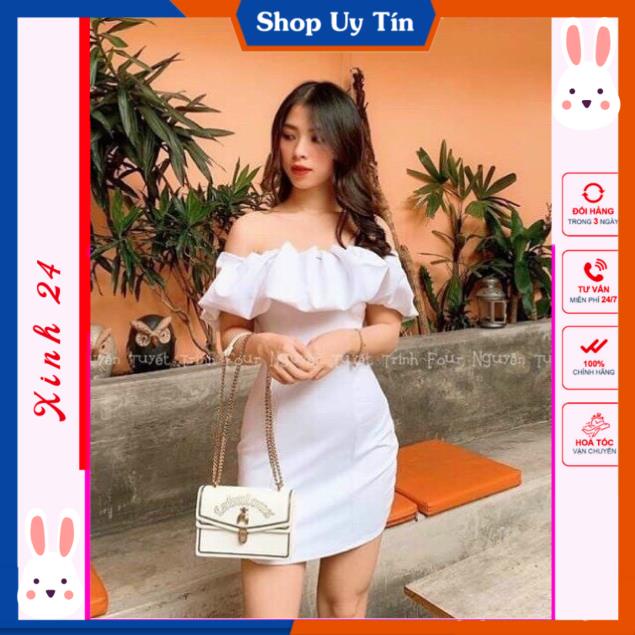 Váy body cá tính trễ vai xếp ly có mút ngực tôn dáng thời trang thiết kế Xinh 24 | BigBuy360 - bigbuy360.vn