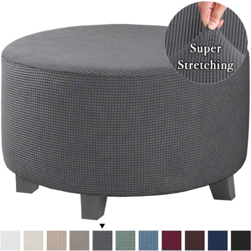 Ottoman Cover Co Giãn Ottoman Slipcover Tròn Ottoman Bảo Quản Bao Gấp Phân Có Đồ Nội Thất Bảo Vệ Bao