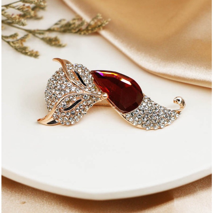 Ghim Cài Áo Hình Con Cáo Đính Đá Pha Lê Chống Ánh Sáng Thời Trang Hàn Quốc Chất Lượng Cao