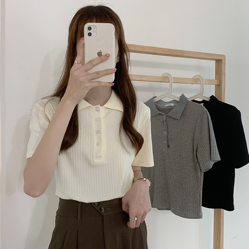 Áo kiểu SUXI ngắn tay dáng ôm phong cách Hàn Quốc thời trang mùa hè dành cho nữ