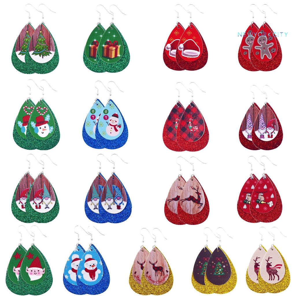 Khuyên Tai Da Giả Hình Ông Già Noel / Người Tuyết / Tuần Lộc Giáng Sinh