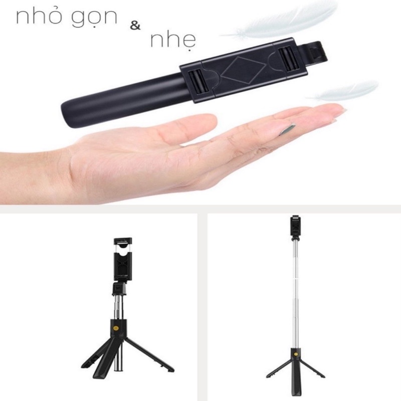 Gậy chụp ảnh 3 chân có điều khiển Bluetooth, cây livestream, tự sướng Tripod K07