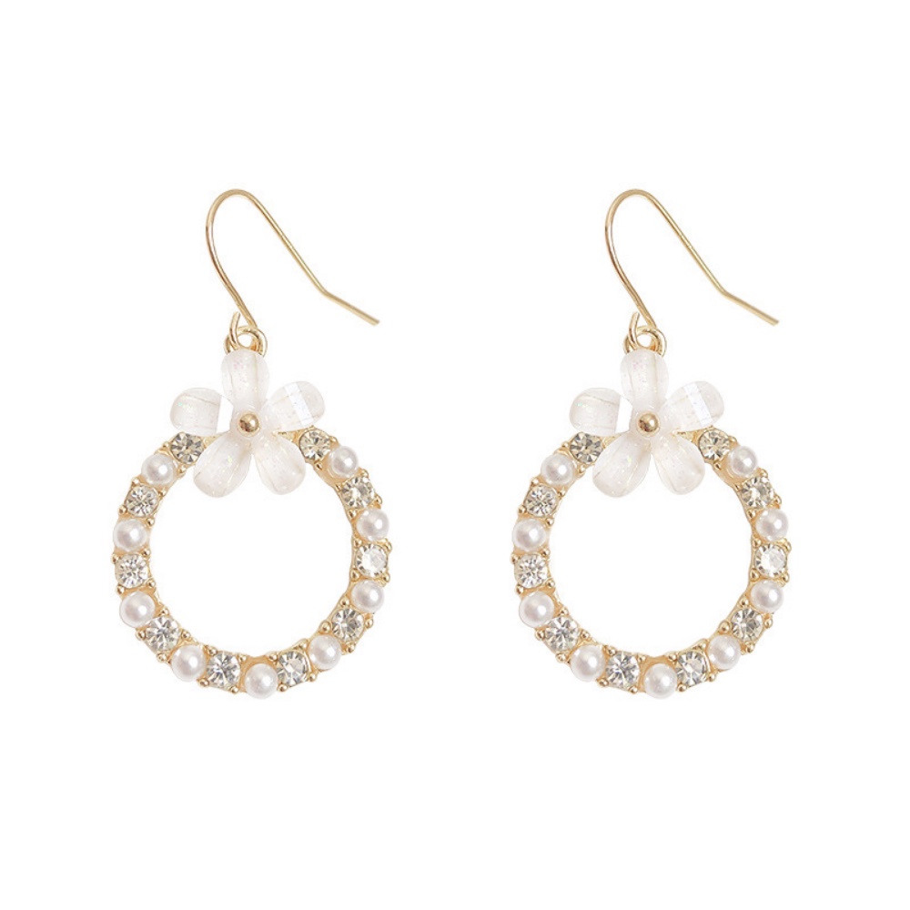 Đôi Khuyên Tai HìNh Hoa ĐíNh HạT NgọC Trai Giả ThờI Trang Cho Nữ