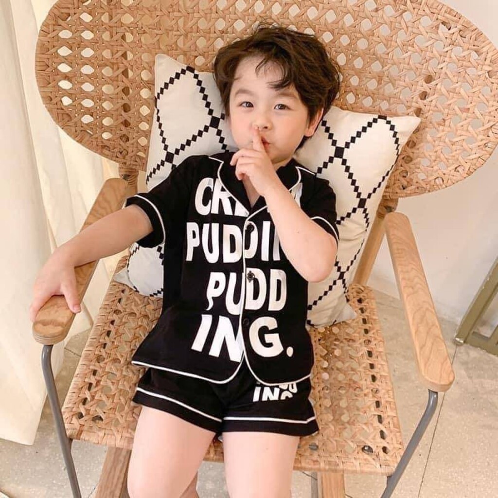 Pijama cho bé cộc tay in chữ cho bé từ 6-28Kg, Bộ đồ ngủ dài tay cho bé trai và bé gái mặc đều xinh