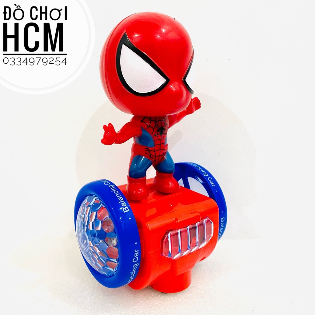 Đồ chơi siêu nhân nhên Spider man/ Doremon đi xe cân bằng có đèn nhạc, di chuyển thông minh QF083