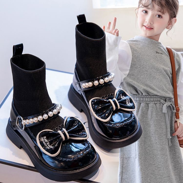 Giày Bốt Đen Thời Trang Xuân Thu Cá Tính Cho Bé Gái