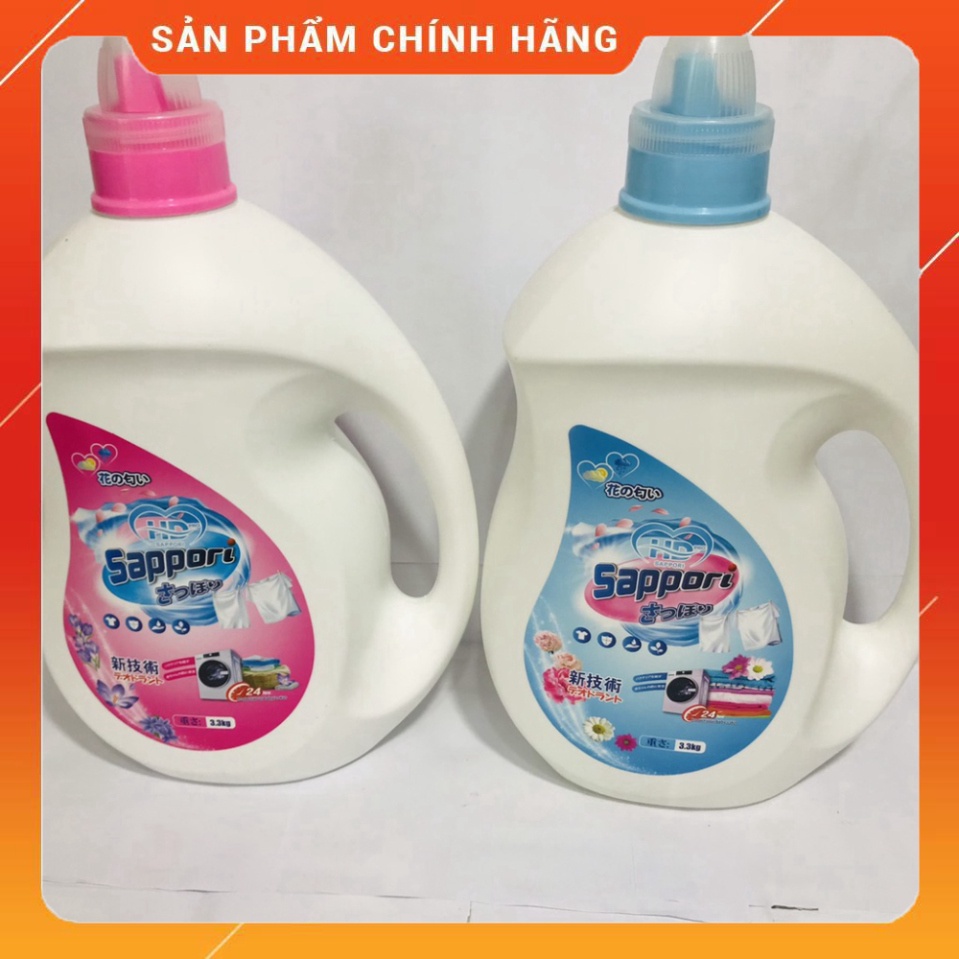 Nước Giặt Xả Quần Áo Sappori Nhật Bản - Hương Nước Hoa, An Toàn Cho Da Chai 3,3kg