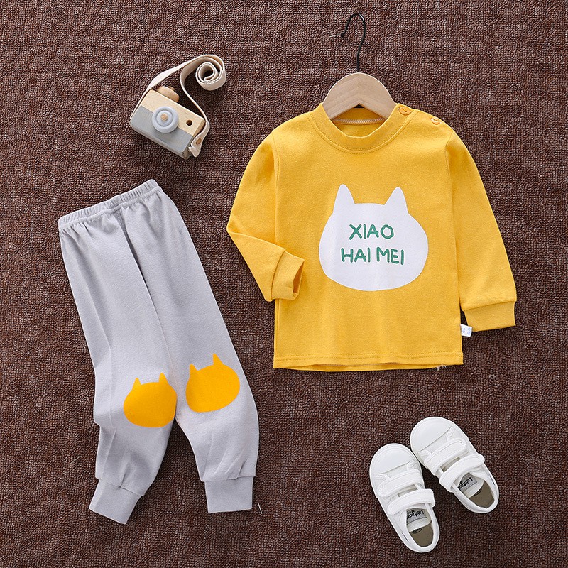 (hàng QC)Bộ thun cotton dài tay hoạt hình B011-oto đỏ cho bé từ 6m-5T