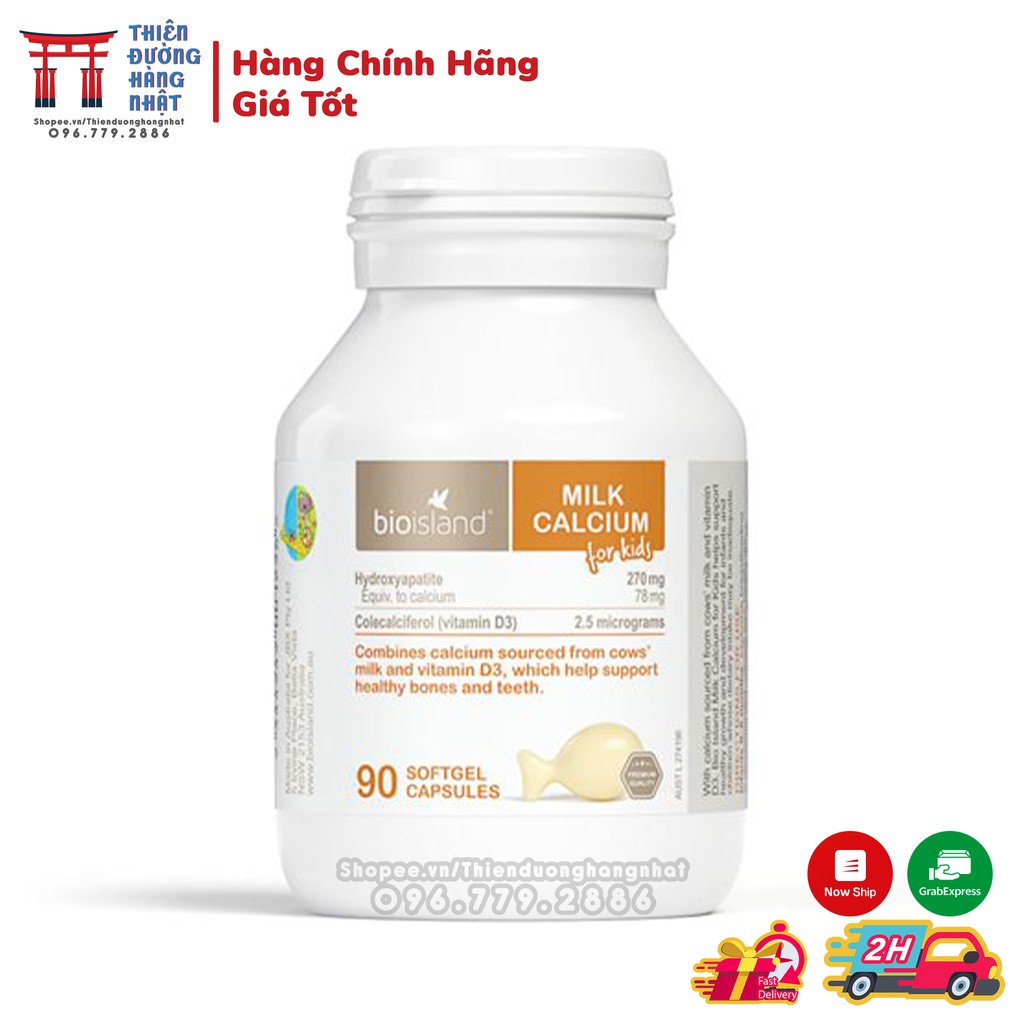 Viên uống Milk Calcium Bio Island, bổ sung canxi cho bé từ 7 tháng tuổi Úc [Date 6/2023]