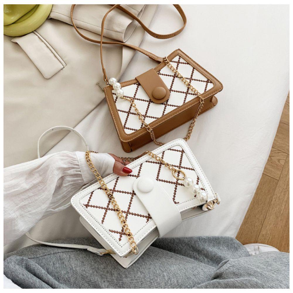 Túi Xách Đeo Vai Họa Tiết Kẻ Ô Thanh Lịch Cho Nữ