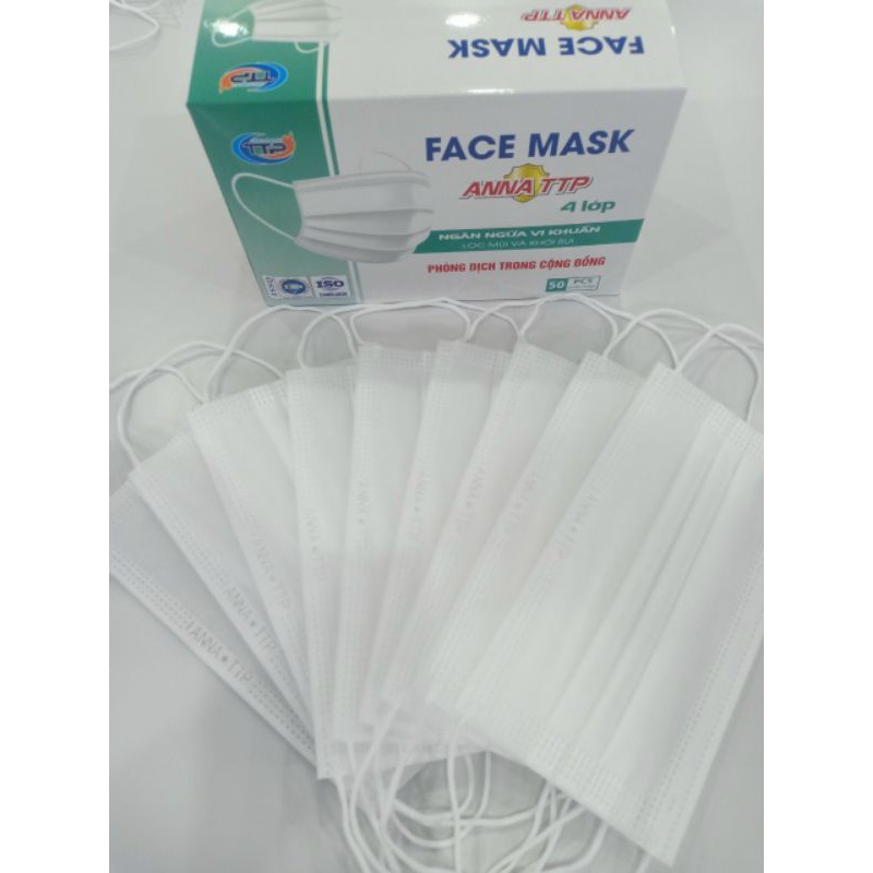 Sỉ 50 chiếc (1 hộp) khẩu trang 4 lớp hàng xịn, 3 màu xanh, trắng, xám | WebRaoVat - webraovat.net.vn