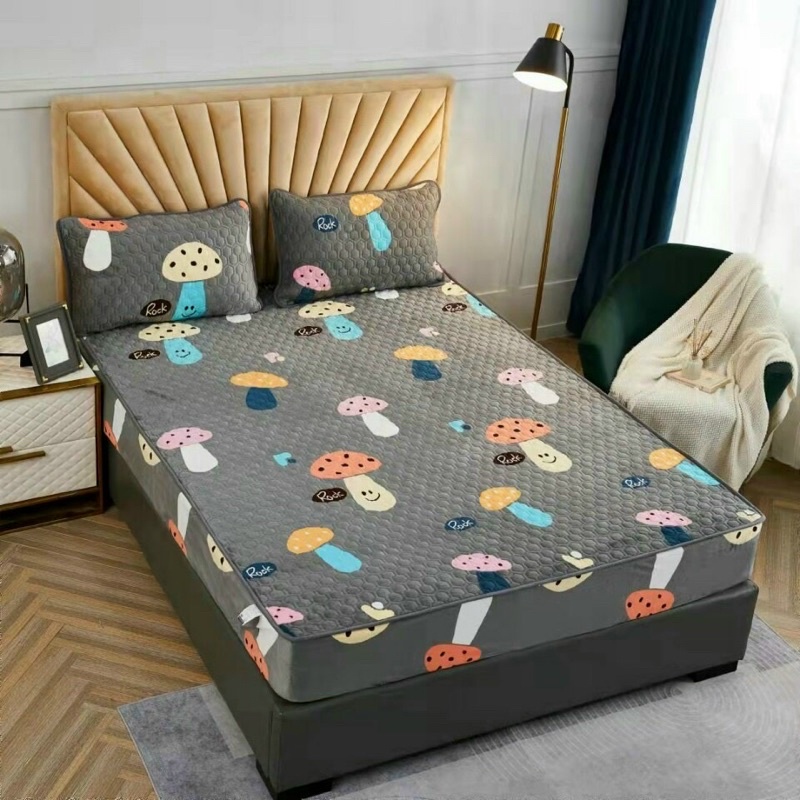 Ga gối nỉ nhung hoạ tiết trần nhập khẩu cao cấp ( bộ 3 món kèm vỏ gối)