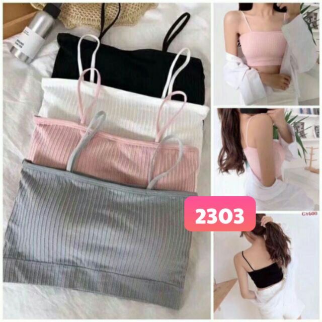 Áo lót nữ - Áo bra cotton tăm có dây vai _BR017