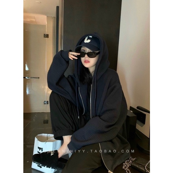 Áo Hoodie Xốp ô vuông nỉ ngoại chần bông mũ 2 lớp, áo khoác tay bồng form rộng unsiex