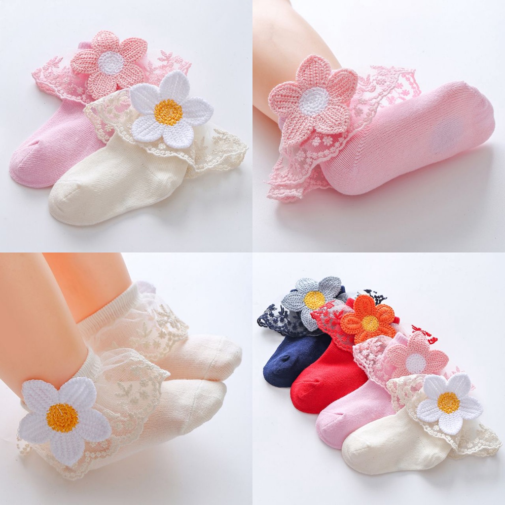Vớ Cotton Họa Tiết Hoa Cúc Xinh Xắn Thời Trang Đáng Yêu Cho Bé 0-3 Tuổi