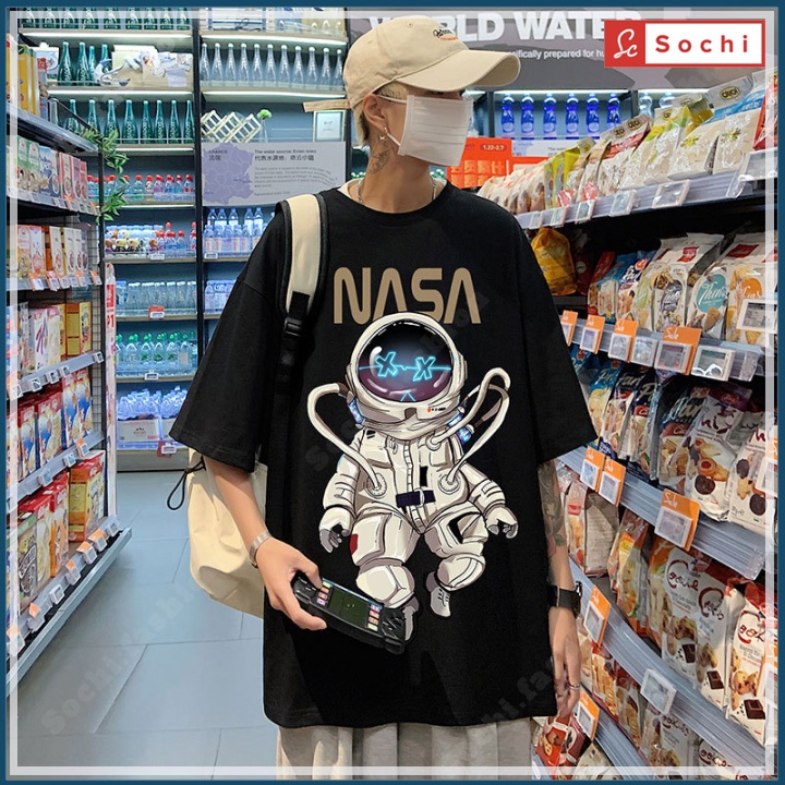 Áo thun tay lỡ nam nữ chất phông from rộng unisex, thời trang in hình Nasa mã NTL111