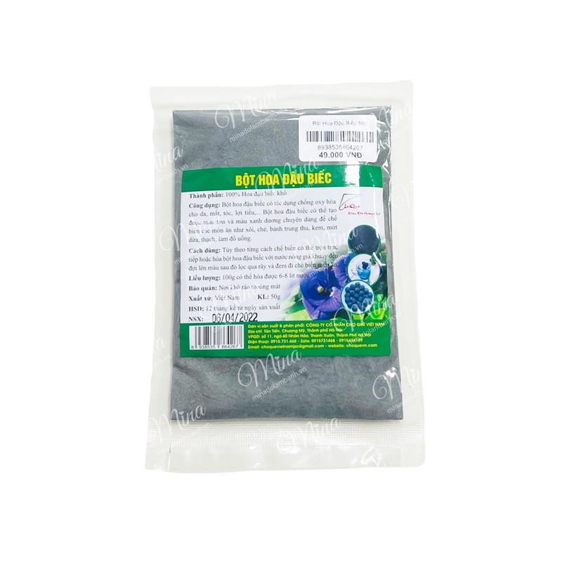 Bột hoa Đậu Biếc khô 50g - Tạo màu Xanh Dương