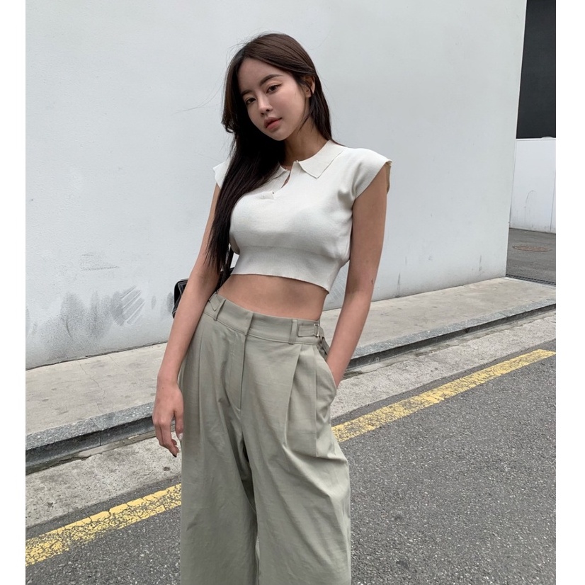 Xiaozhainv Áo lửng dệt kim tay ngắn phong cách cổ điển Hàn Quốc thời trang mùa hè cho nữ với 4 màu tùy chọn