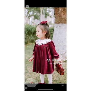 Váy bé gái 👗 👗 Váy nhung cổ thêu siêu xinh 👗 👗