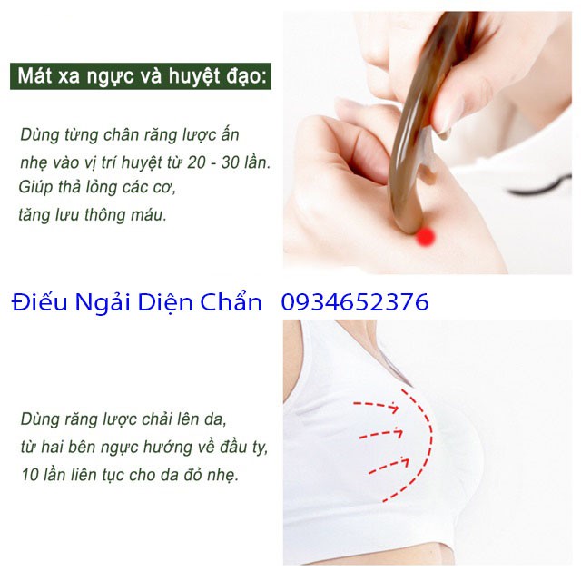 Lược sừng răng thưa thần thánh (Size: S - 9cm) chải tóc xoăn, rối, xù - Massa đầu giúp lưu thông máu