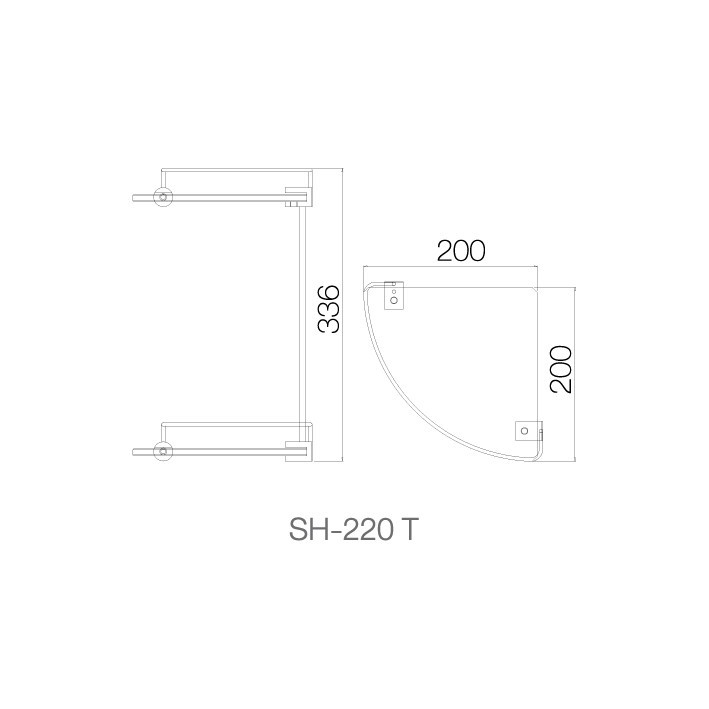 SH-220T - Kệ góc phòng tắm kính cường lực 6mm, 2 tầng - INOX SUS 304 ( Sản xuất tại ThaiLand )