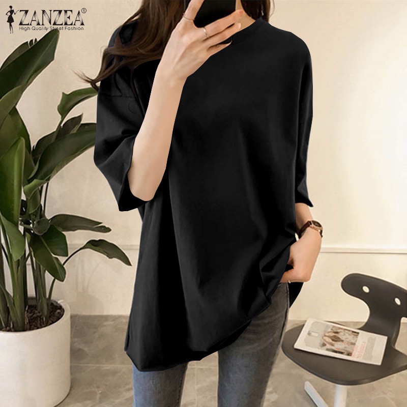 Áo thun ZANZEA tay ngắn cổ tròn dáng rộng thời trang cho nữ