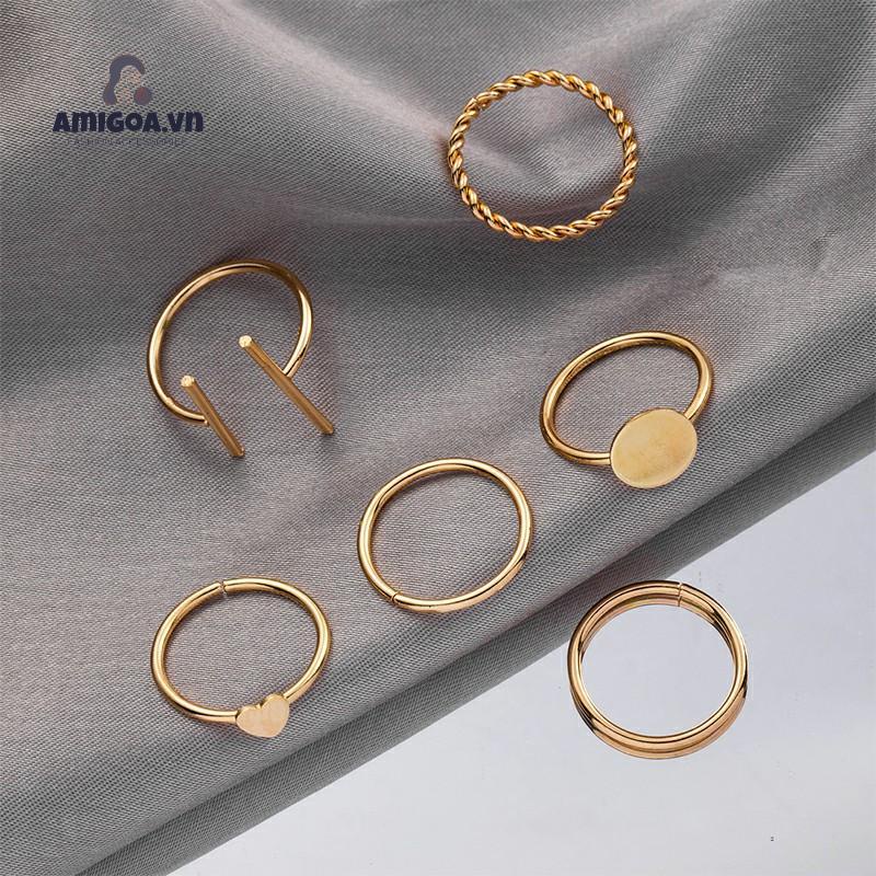✨✨Set 6 Nhẫn Đeo Khớp Ngón Tay Hợp Kim Phong Cách Vintage Sáng Tạo
