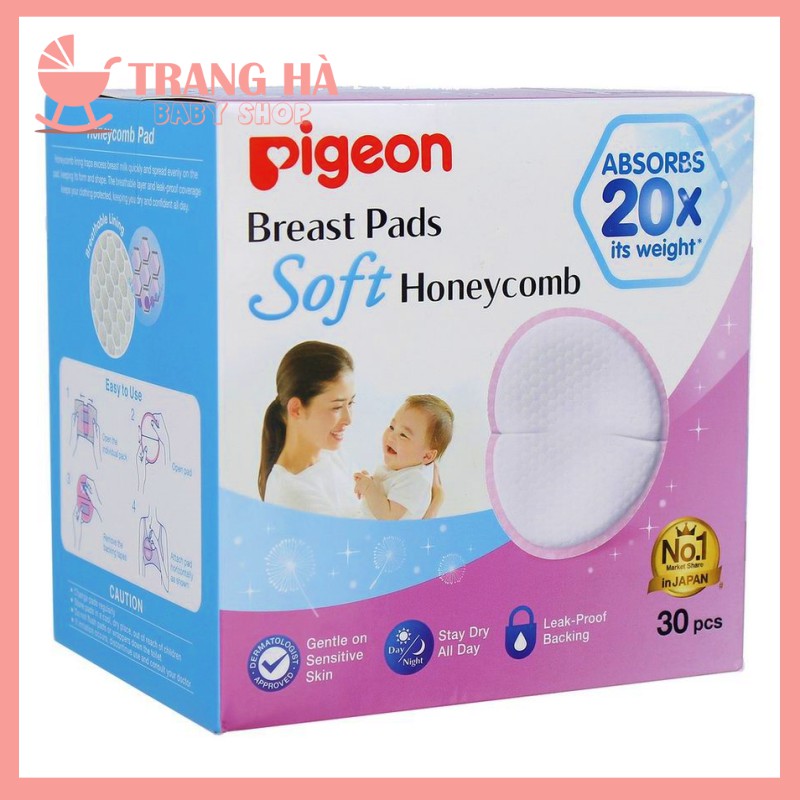 🍑🍒Miếng Lót Thấm Sữa Pigeon 3D Siêu Mềm ✔Hộp 30 Miếng