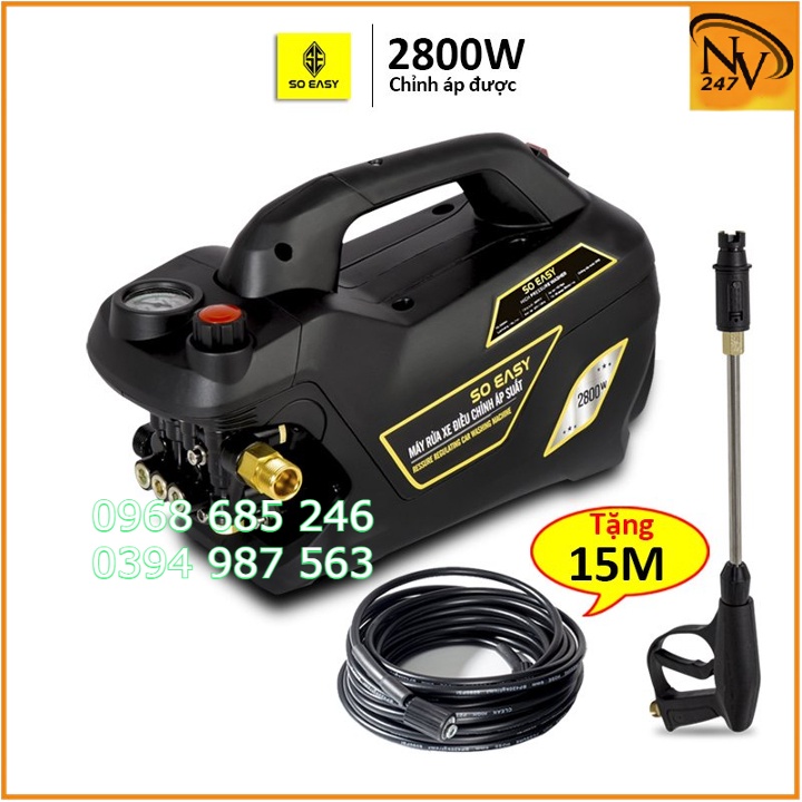 Máy rửa xe mini gia đình áp lực cao máy rửa xe công suất mạnh Soeasy 2800W tưới cây,ống bơm nước 15m-C0001B2 .00