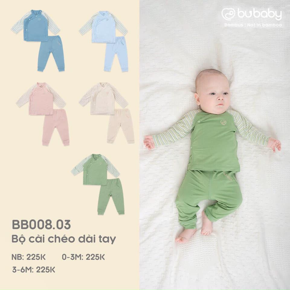[CHÍNH HÃNG] Bộ dài tay cài chéo Bambus Signature BBB110808 sơ sinh Bu