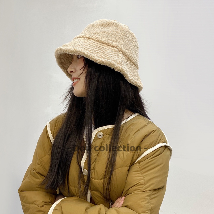 [Nowship2h] Mũ bucket Unisex lông cừu sọc cao cấp Retro thời trang thu đông phong cách Nhật Bản - UILzang - Mã NL005