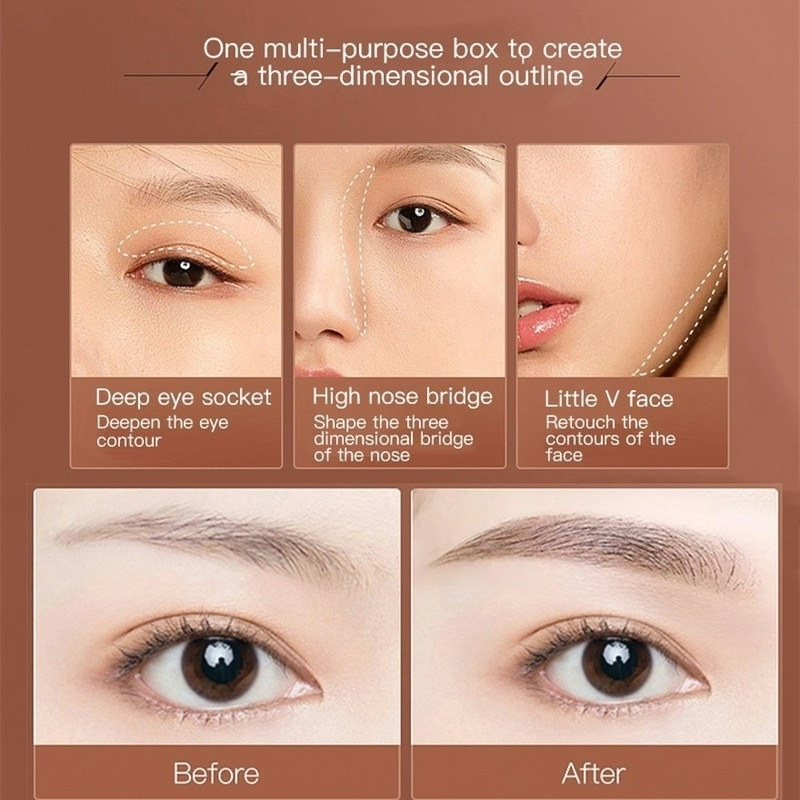 Bảng Phấn Kẻ Lông Mày Ba Tầng Màu Sắc Nhẹ Nhàng Chống Thấm Nước Và Mồ Hôi