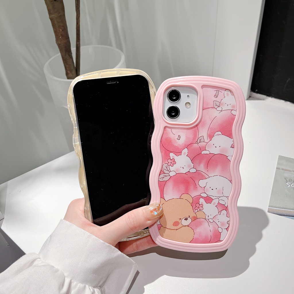 Ốp Điện Thoại Silicon Tpu Mềm Bo Viền Chống Sốc Hình Gấu 2 Trong 1 Cho iPhone 14 13 12 11 Pro Max XS XR 8 7 Plus