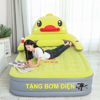 (HÀNG TUYỂN) Giường hơi hình thú nệm hơi 3 tầng hình con vịt 2 người nằm dùng cho cả người lớn và trẻ em có kèm bơm điện