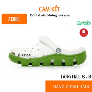 Dép Cross trắng đế xanh răng cưa thời trang tặng kèm 12 sticker