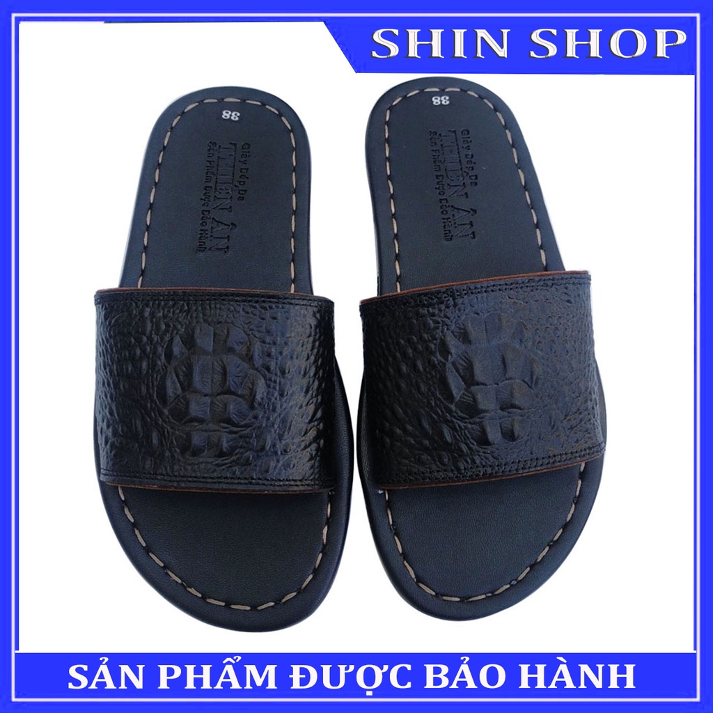 Dép da nam quai ngang đẹp thời trang Cao Cấp MABLACKA -SS82
