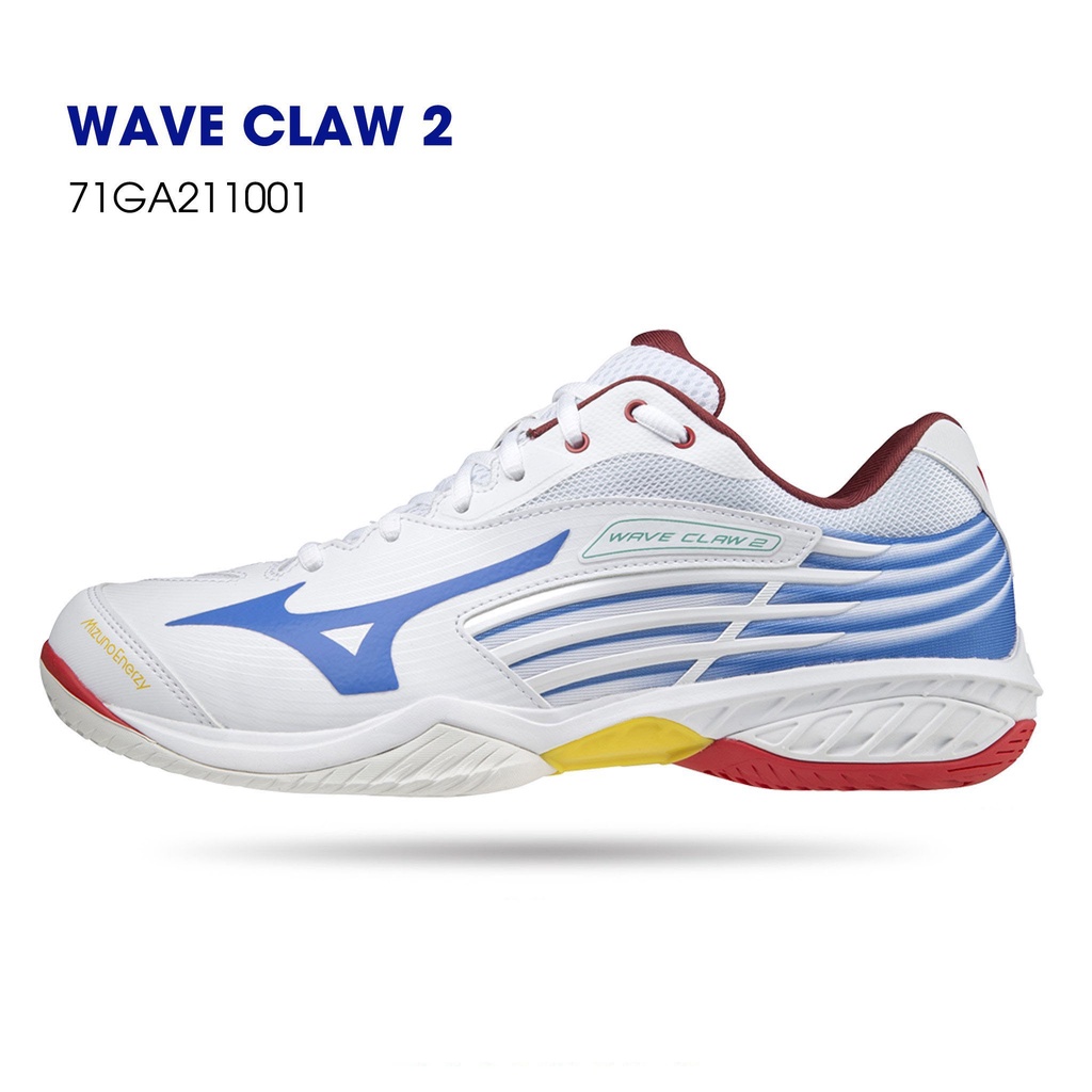 Giày cầu lông Mizuno nam chính hãng WAVE CLAW 2 mẫu mới màu trắng 71GA211001